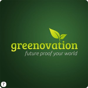 dark green gradient background light green lettering leaf top logo design